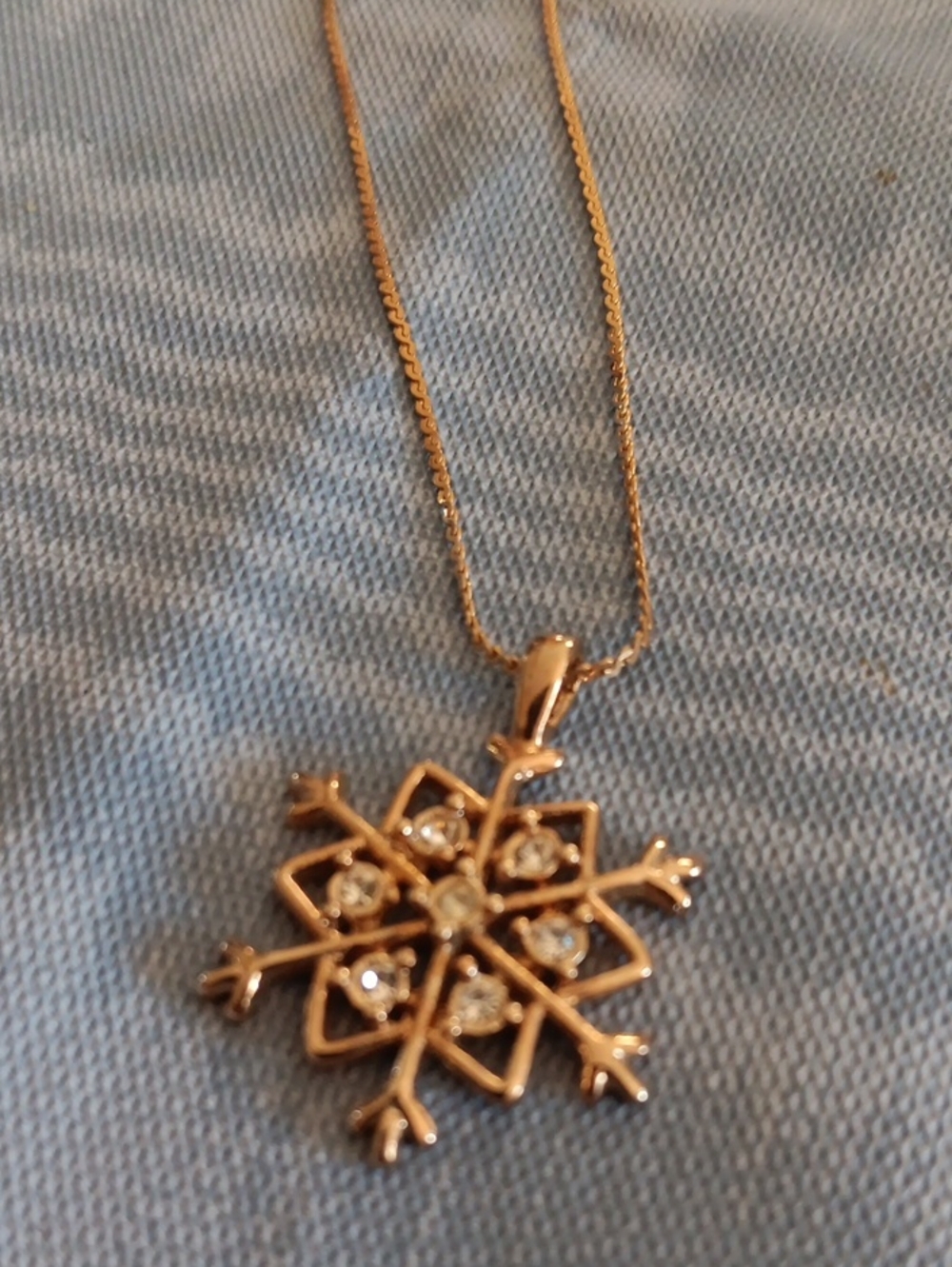 Rose Gold Snowflake Pendant Necklace with Crystals